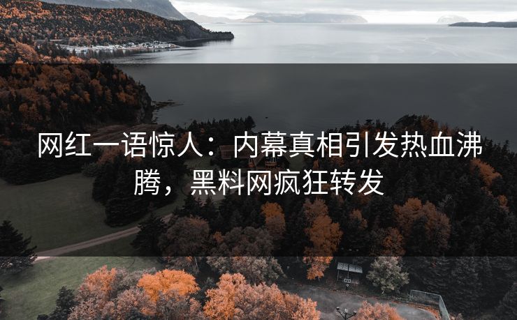 网红一语惊人：内幕真相引发热血沸腾，黑料网疯狂转发