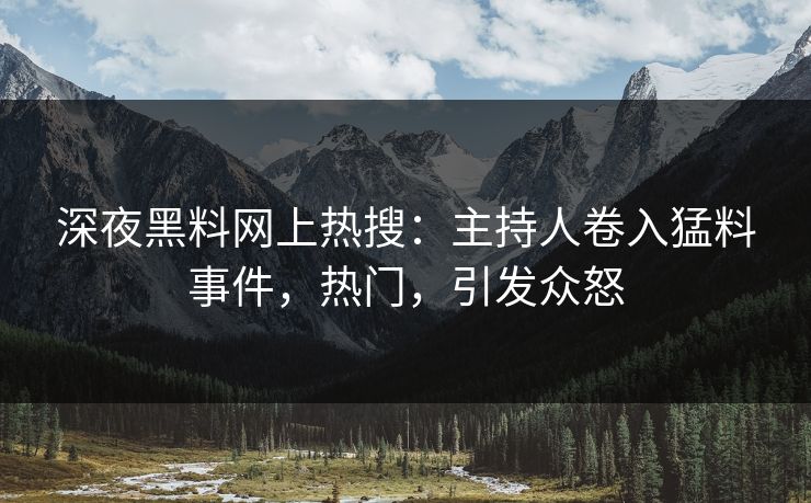 深夜黑料网上热搜：主持人卷入猛料事件，热门，引发众怒