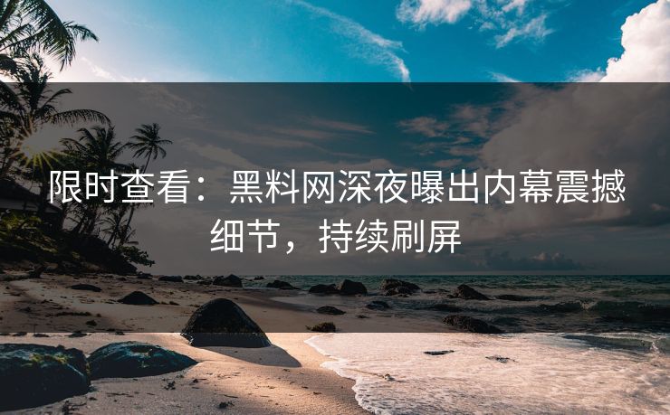限时查看：黑料网深夜曝出内幕震撼细节，持续刷屏