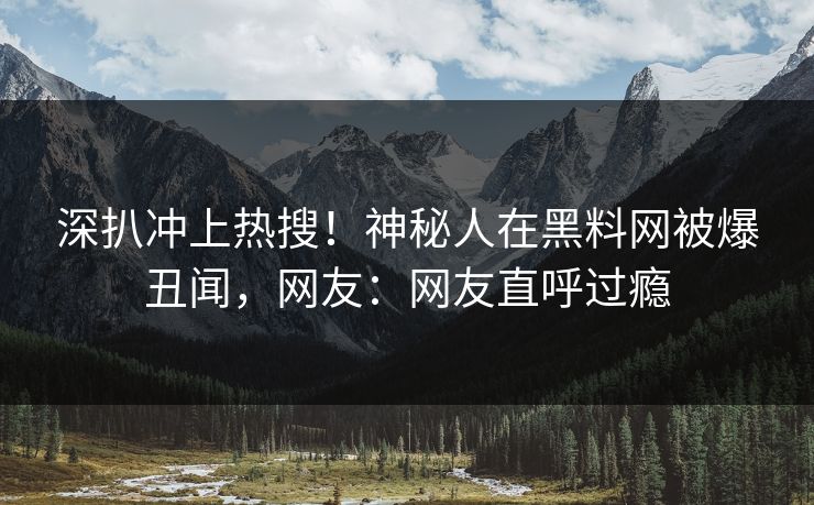 深扒冲上热搜！神秘人在黑料网被爆丑闻，网友：网友直呼过瘾