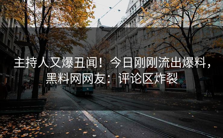 主持人又爆丑闻！今日刚刚流出爆料，黑料网网友：评论区炸裂