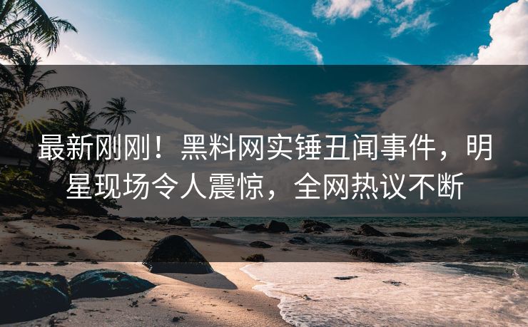 最新刚刚！黑料网实锤丑闻事件，明星现场令人震惊，全网热议不断