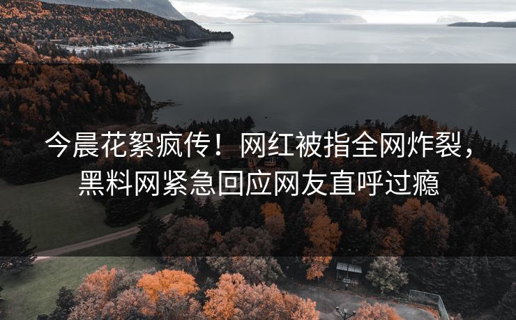 今晨花絮疯传！网红被指全网炸裂，黑料网紧急回应网友直呼过瘾
