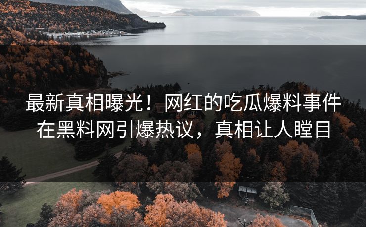 最新真相曝光！网红的吃瓜爆料事件在黑料网引爆热议，真相让人瞠目