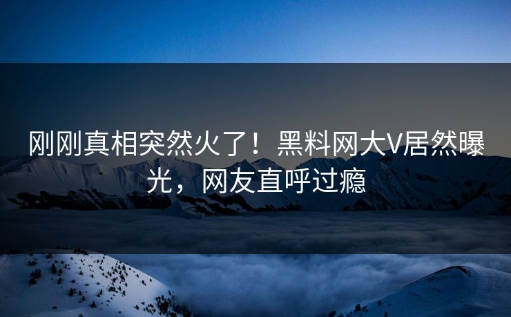刚刚真相突然火了！黑料网大V居然曝光，网友直呼过瘾