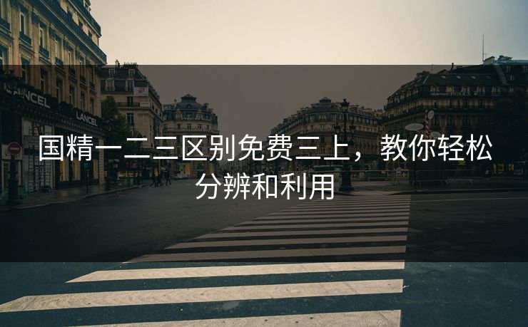 国精一二三区别免费三上，教你轻松分辨和利用